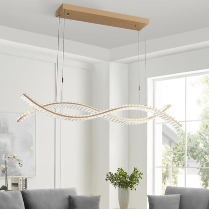 Gold And Clear Two Light Crystal LED Chandelier HomeRoots