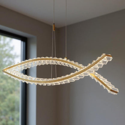 Gold And Clear Two Light Crystal LED Chandelier HomeRoots