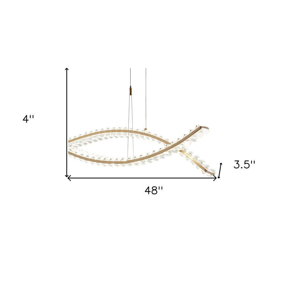 Gold And Clear Two Light Crystal LED Chandelier HomeRoots