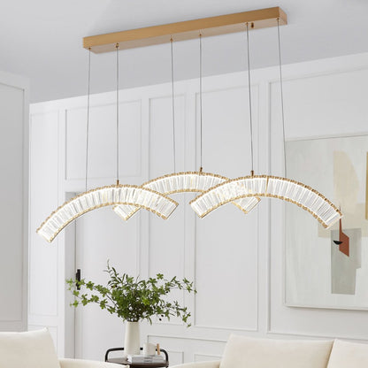 Gold And Clear Three Light Crystal LED Chandelier HomeRoots