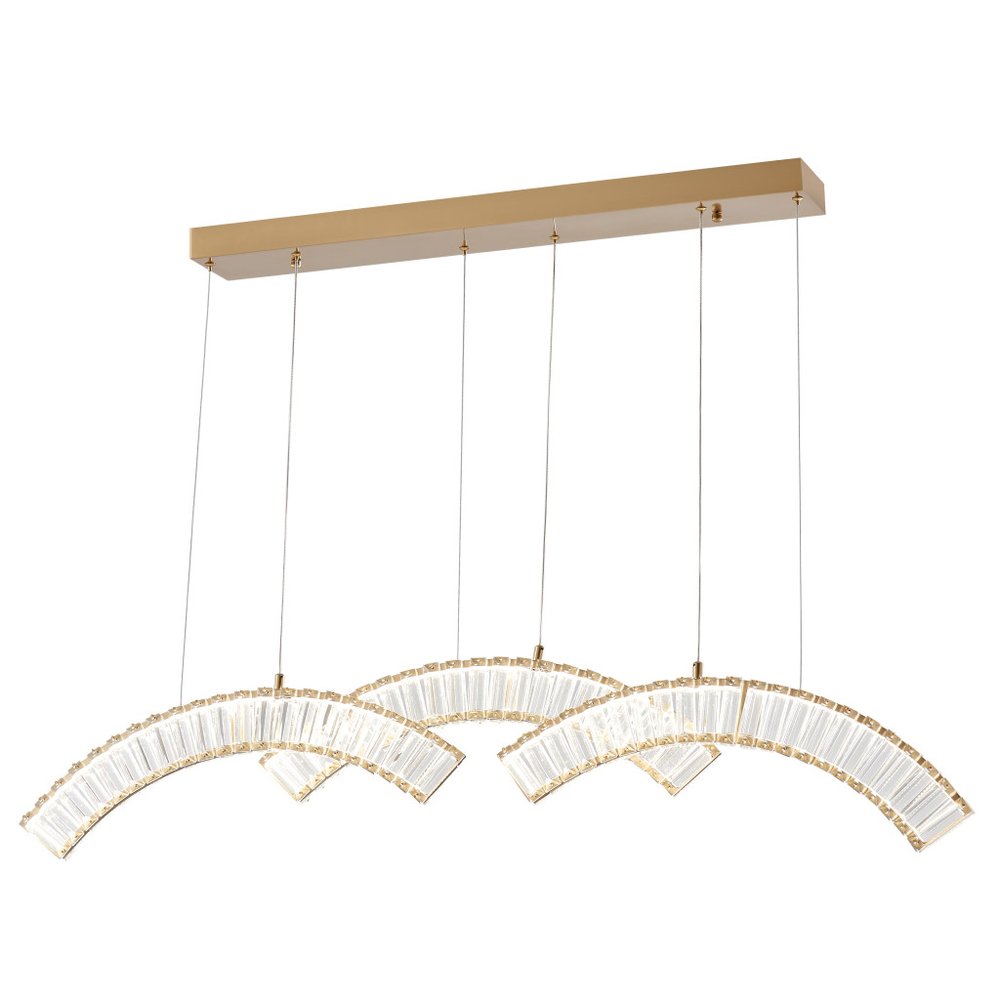 Gold And Clear Three Light Crystal LED Chandelier HomeRoots