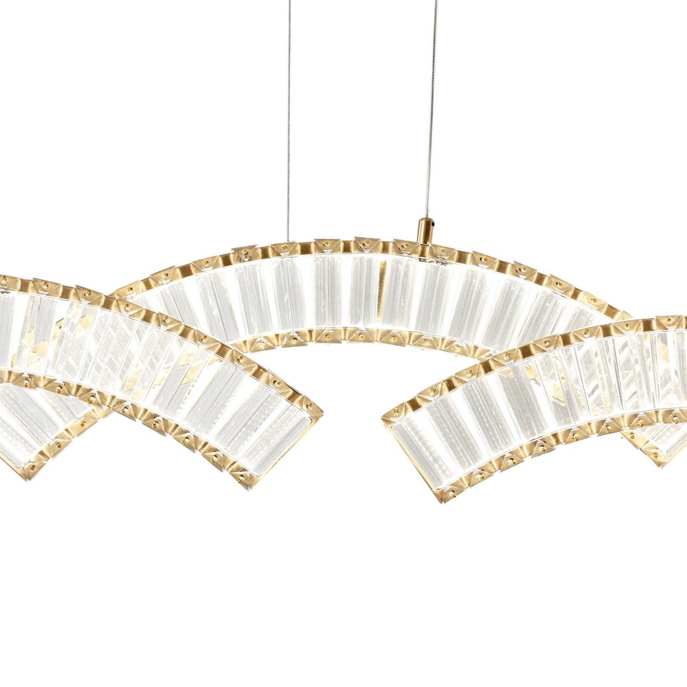 Gold And Clear Three Light Crystal LED Chandelier HomeRoots