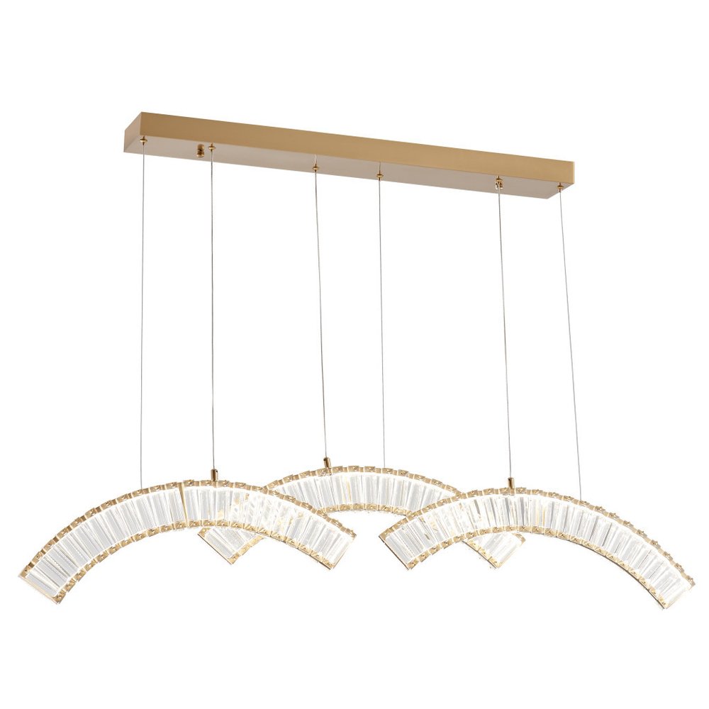 Gold And Clear Three Light Crystal LED Chandelier HomeRoots