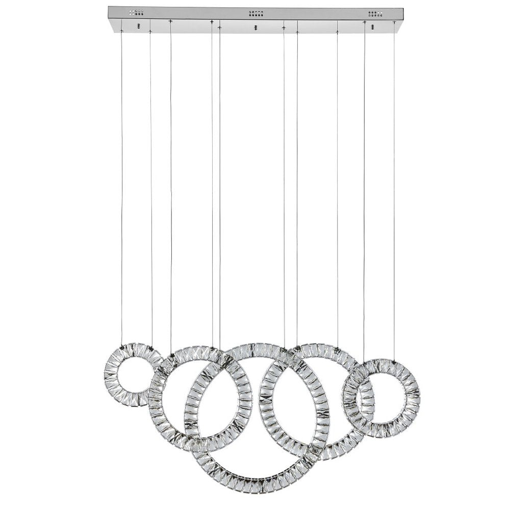 Silver And Clear Geometric Five Light Crystal LED Dimmable Chandelier HomeRoots
