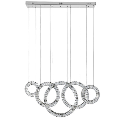 Silver And Clear Geometric Five Light Crystal LED Dimmable Chandelier HomeRoots