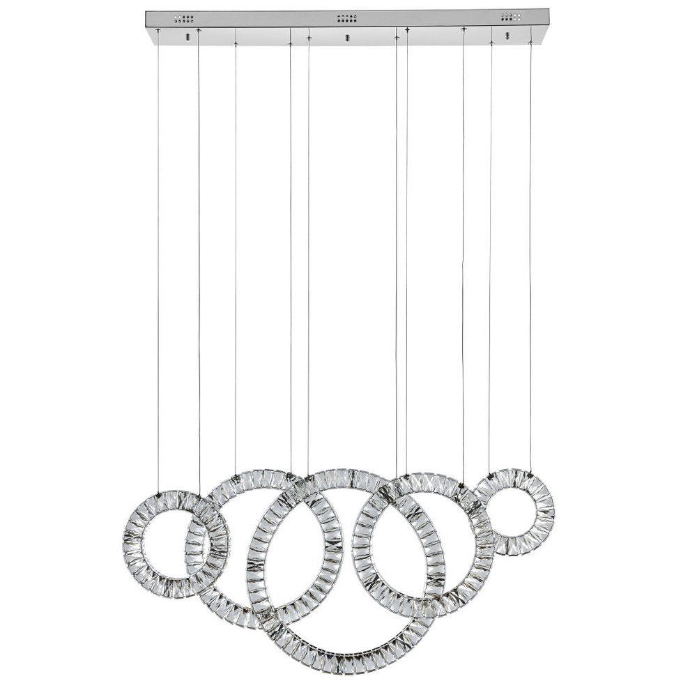 Silver And Clear Geometric Five Light Crystal LED Dimmable Chandelier HomeRoots
