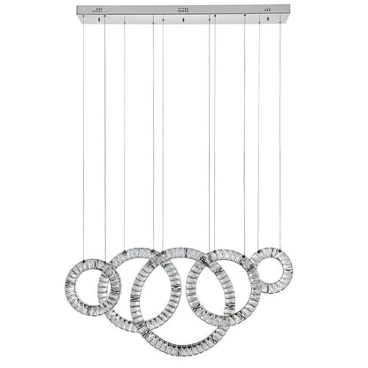 Silver And Clear Geometric Five Light Crystal LED Dimmable Chandelier HomeRoots