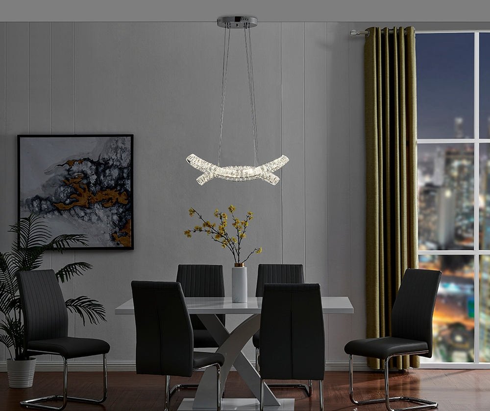 Silver And Clear Two Light Crystal LED Dimmable Chandelier HomeRoots