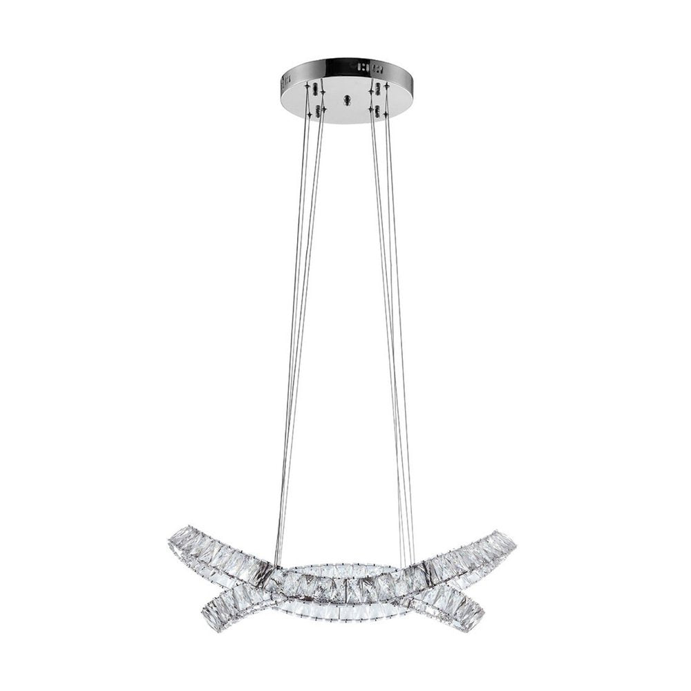 Silver And Clear Two Light Crystal LED Dimmable Chandelier HomeRoots