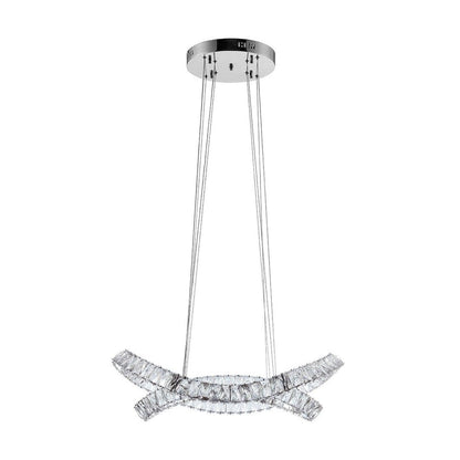 Silver And Clear Two Light Crystal LED Dimmable Chandelier HomeRoots