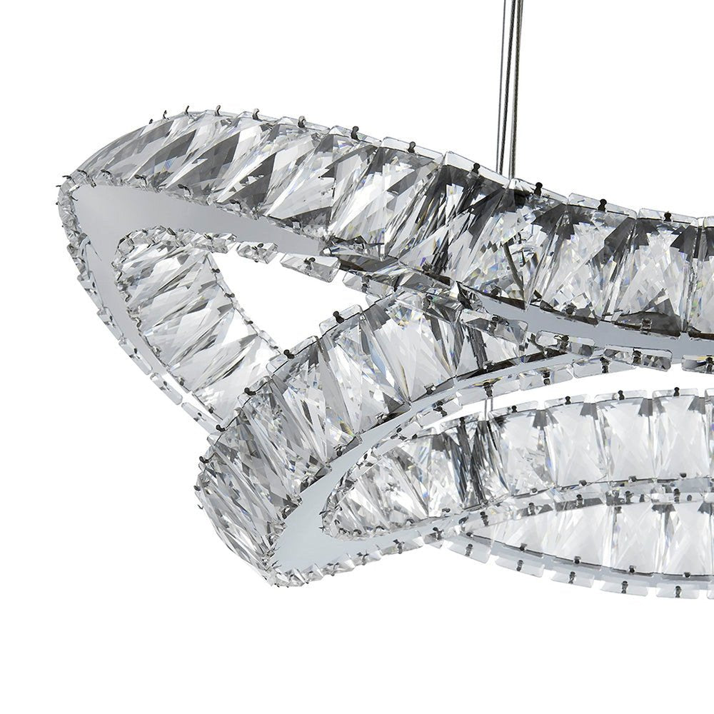 Silver And Clear Two Light Crystal LED Dimmable Chandelier HomeRoots