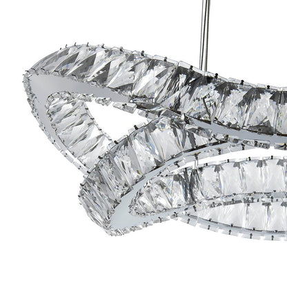 Silver And Clear Two Light Crystal LED Dimmable Chandelier HomeRoots