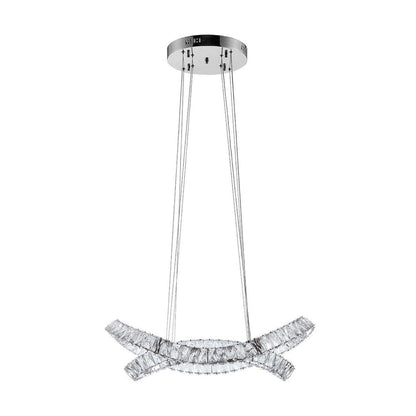 Silver And Clear Two Light Crystal LED Dimmable Chandelier HomeRoots