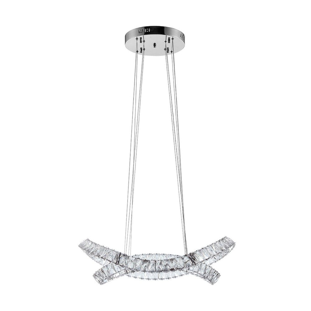 Silver And Clear Two Light Crystal LED Dimmable Chandelier HomeRoots