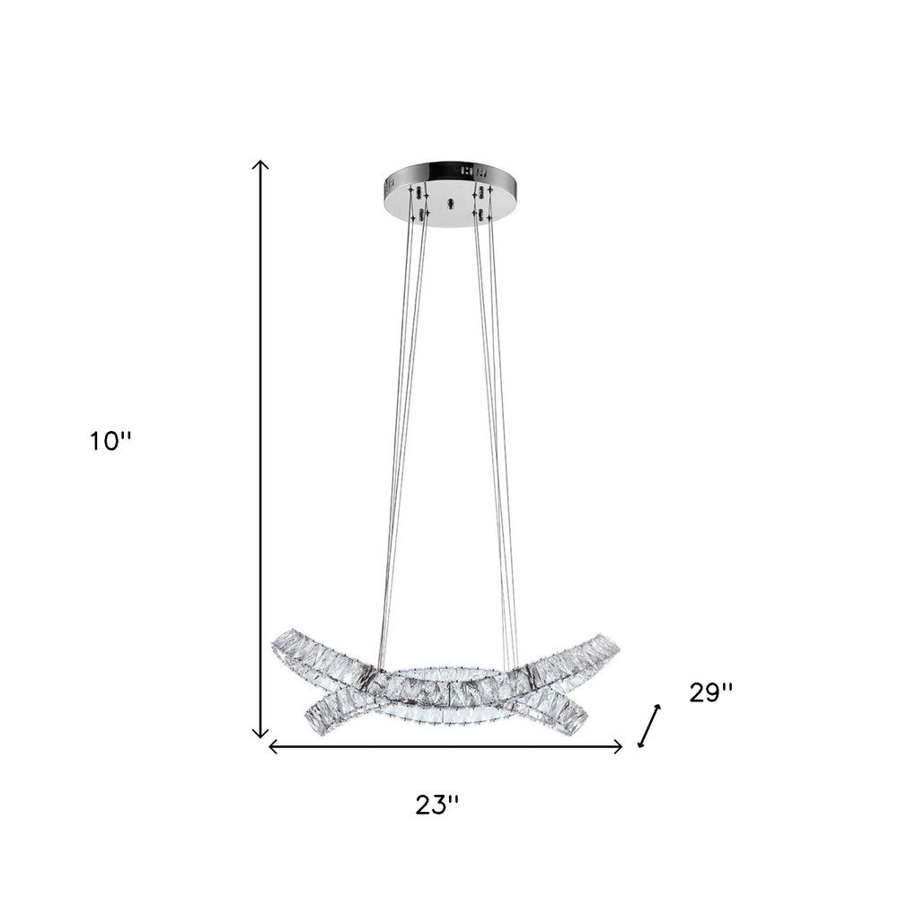 Silver And Clear Two Light Crystal LED Dimmable Chandelier HomeRoots