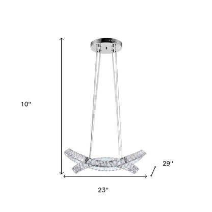Silver And Clear Two Light Crystal LED Dimmable Chandelier HomeRoots