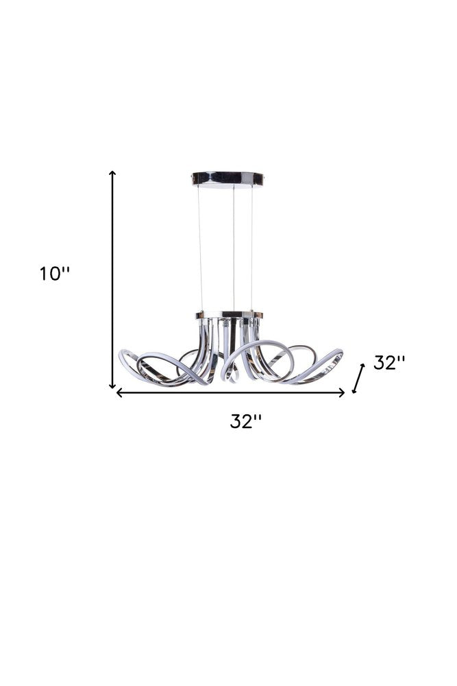 Silver Metallic Six Light Metal LED Dimmable Ceiling Light HomeRoots