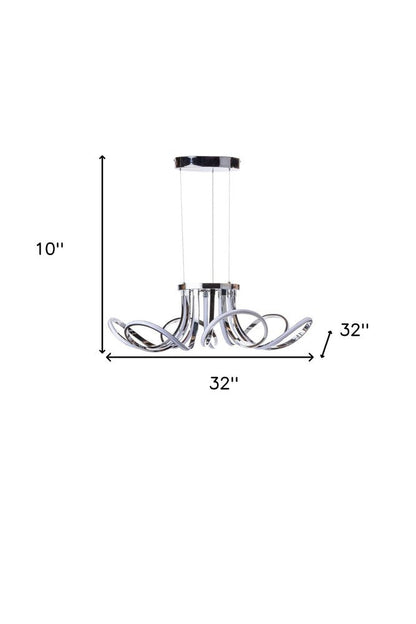 Silver Metallic Six Light Metal LED Dimmable Ceiling Light HomeRoots