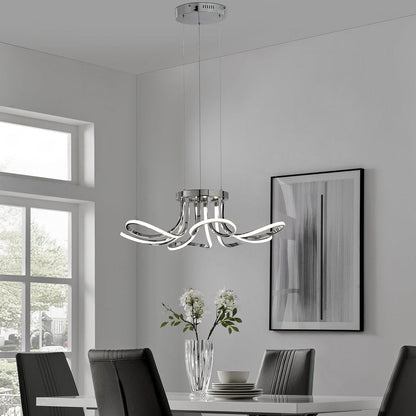 Silver Metallic Six Light Metal LED Dimmable Ceiling Light HomeRoots