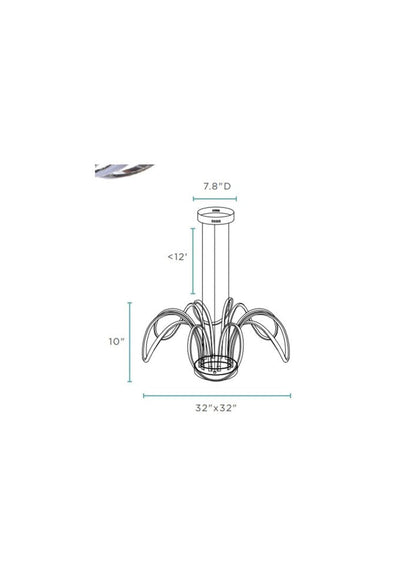 Silver Metallic Six Light Metal LED Dimmable Ceiling Light HomeRoots