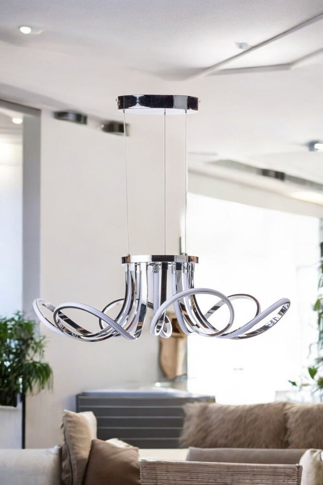 Silver Metallic Six Light Metal LED Dimmable Smart Enabled Ceiling Light HomeRoots