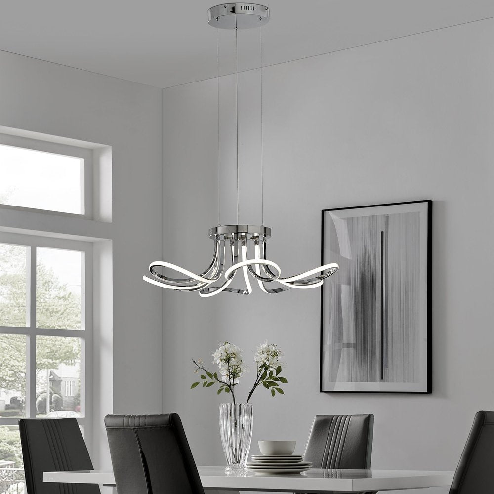 Silver Metallic Six Light Metal LED Dimmable Smart Enabled Ceiling Light HomeRoots