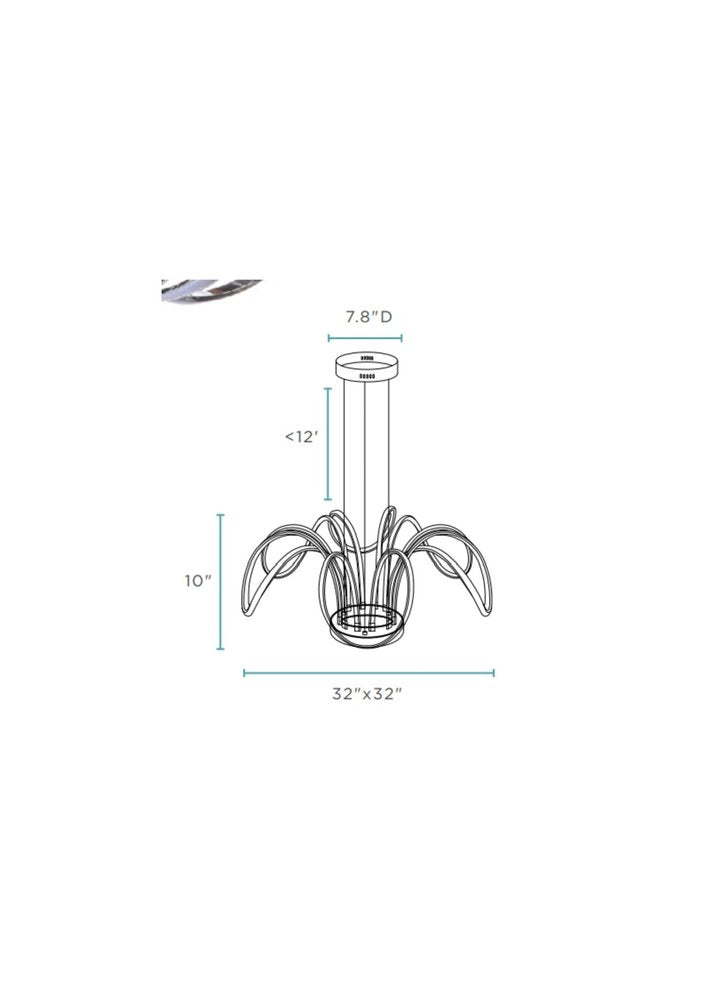 Silver Metallic Six Light Metal LED Dimmable Smart Enabled Ceiling Light HomeRoots