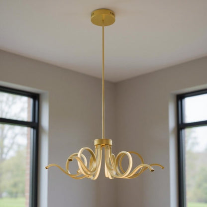 Gold Six Light Metal LED Dimmable Smart Enabled Chandelier HomeRoots