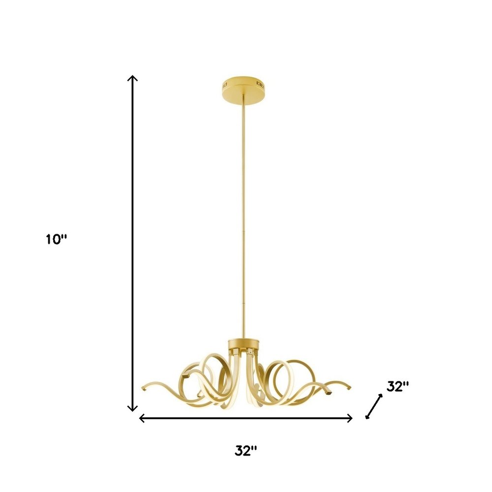 Gold Six Light Metal LED Dimmable Smart Enabled Chandelier HomeRoots