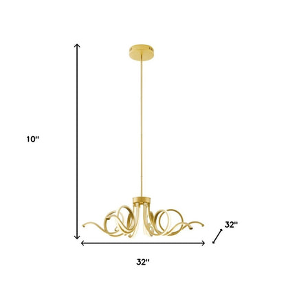 Gold Six Light Metal LED Dimmable Smart Enabled Chandelier HomeRoots