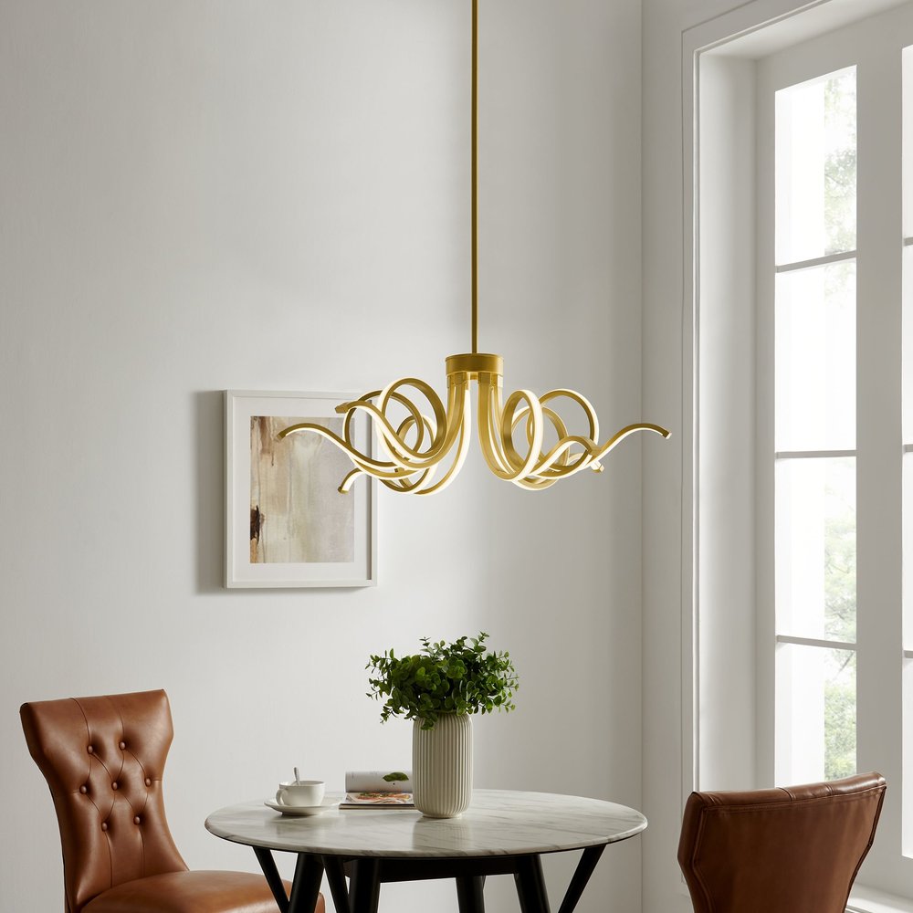 Gold Six Light Metal LED Dimmable Smart Enabled Chandelier HomeRoots