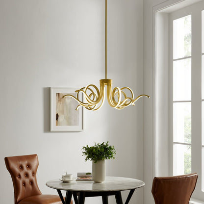 Gold Six Light Metal LED Dimmable Smart Enabled Chandelier HomeRoots