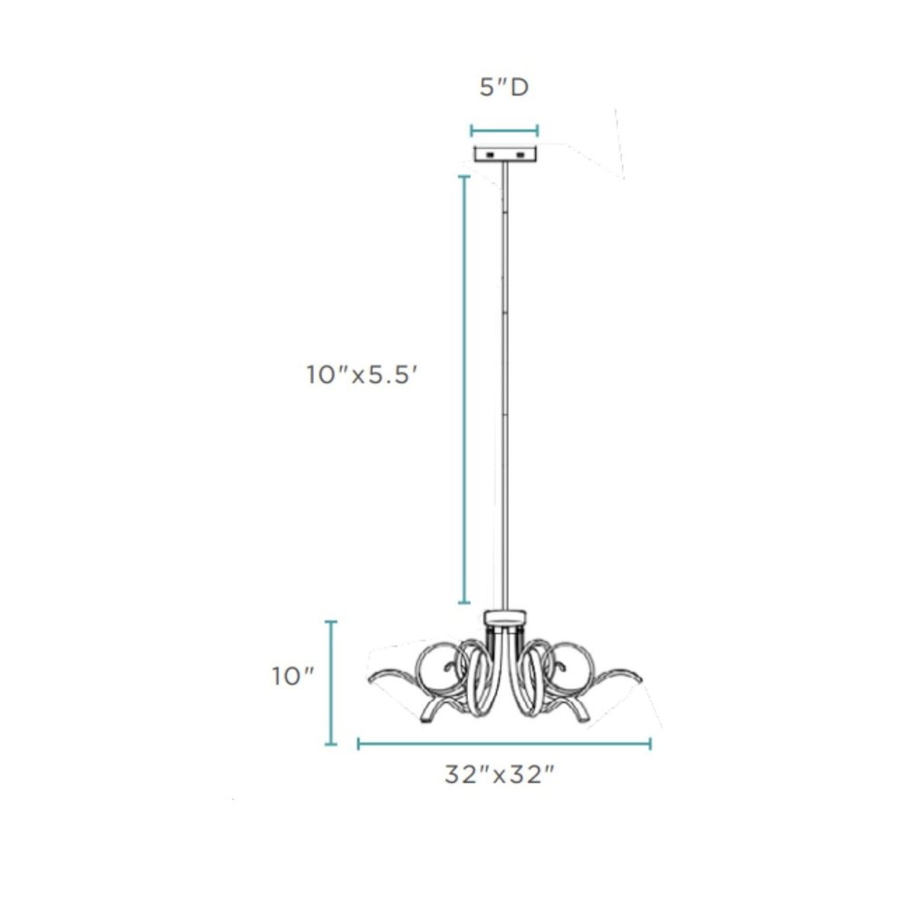 Gold Six Light Metal LED Dimmable Smart Enabled Chandelier HomeRoots