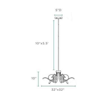 Gold Six Light Metal LED Dimmable Smart Enabled Chandelier HomeRoots