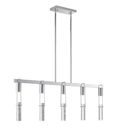 Silver And Clear Five Light Metal Dimmable Smart Enabled Chandelier With Clear Shades HomeRoots