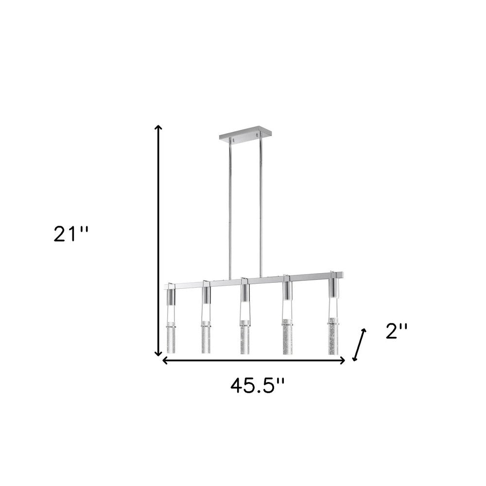 Silver And Clear Five Light Metal Dimmable Smart Enabled Chandelier With Clear Shades HomeRoots