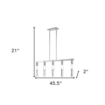 Silver And Clear Five Light Metal Dimmable Smart Enabled Chandelier With Clear Shades HomeRoots