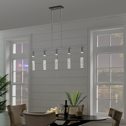 Silver And Clear Five Light Metal Dimmable Smart Enabled Chandelier With Clear Shades HomeRoots