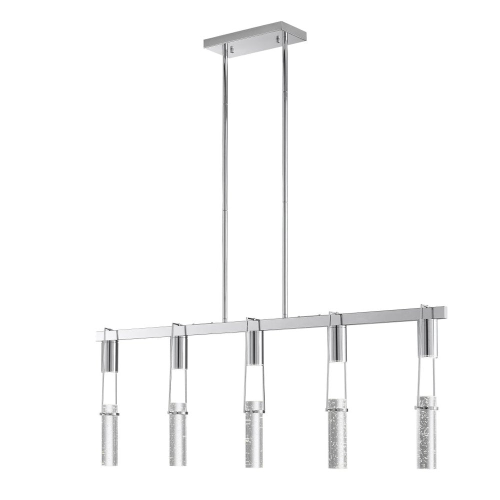 Silver And Clear Five Light Metal Dimmable Smart Enabled Chandelier With Clear Shades HomeRoots