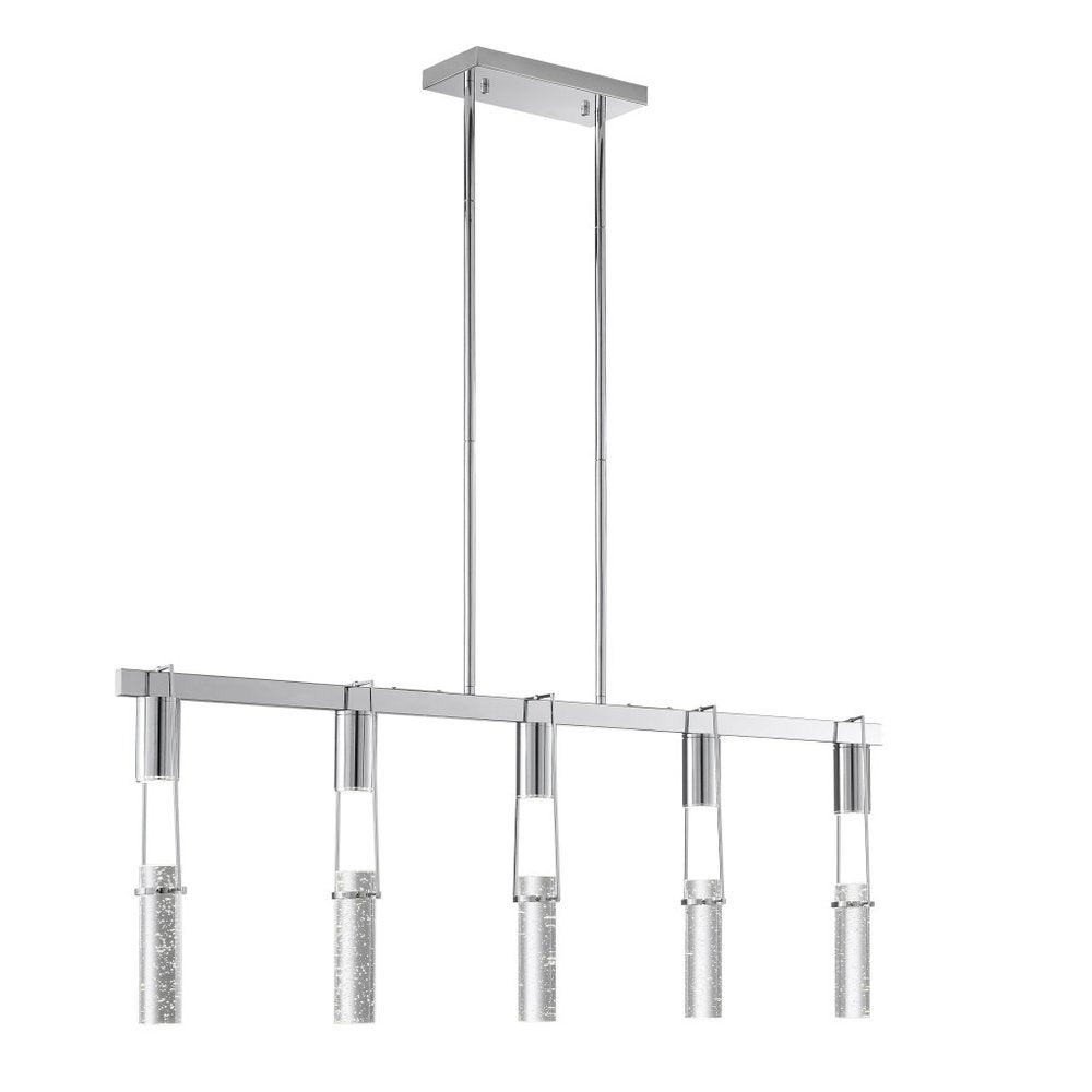 Silver And Clear Five Light Metal Dimmable Smart Enabled Chandelier With Clear Shades HomeRoots