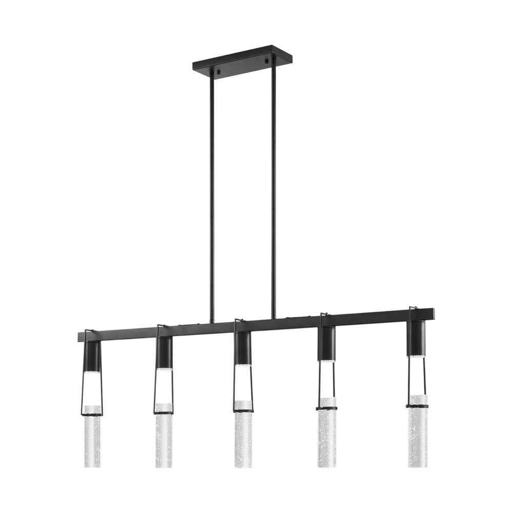 Black And Clear Five Light Metal and Faux Crystals Dimmable Smart Enabled Chandelier With Clear Shades HomeRoots