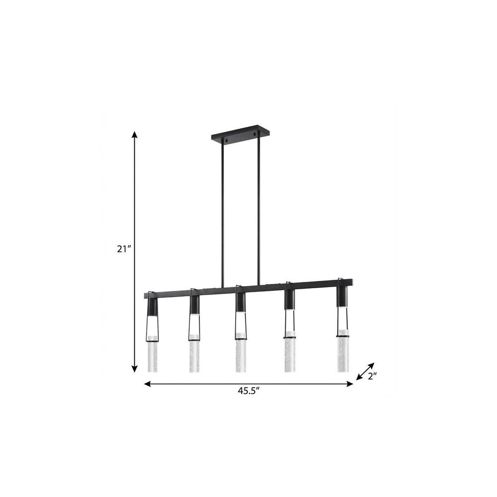 Black And Clear Five Light Metal and Faux Crystals Dimmable Smart Enabled Chandelier With Clear Shades HomeRoots