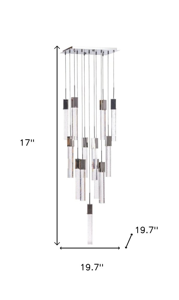 Silver And Clear Multi Light Metal Dimmable Chandelier With Clear Shades HomeRoots