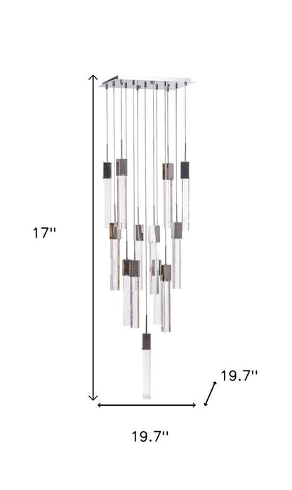 Silver And Clear Multi Light Metal Dimmable Chandelier With Clear Shades HomeRoots