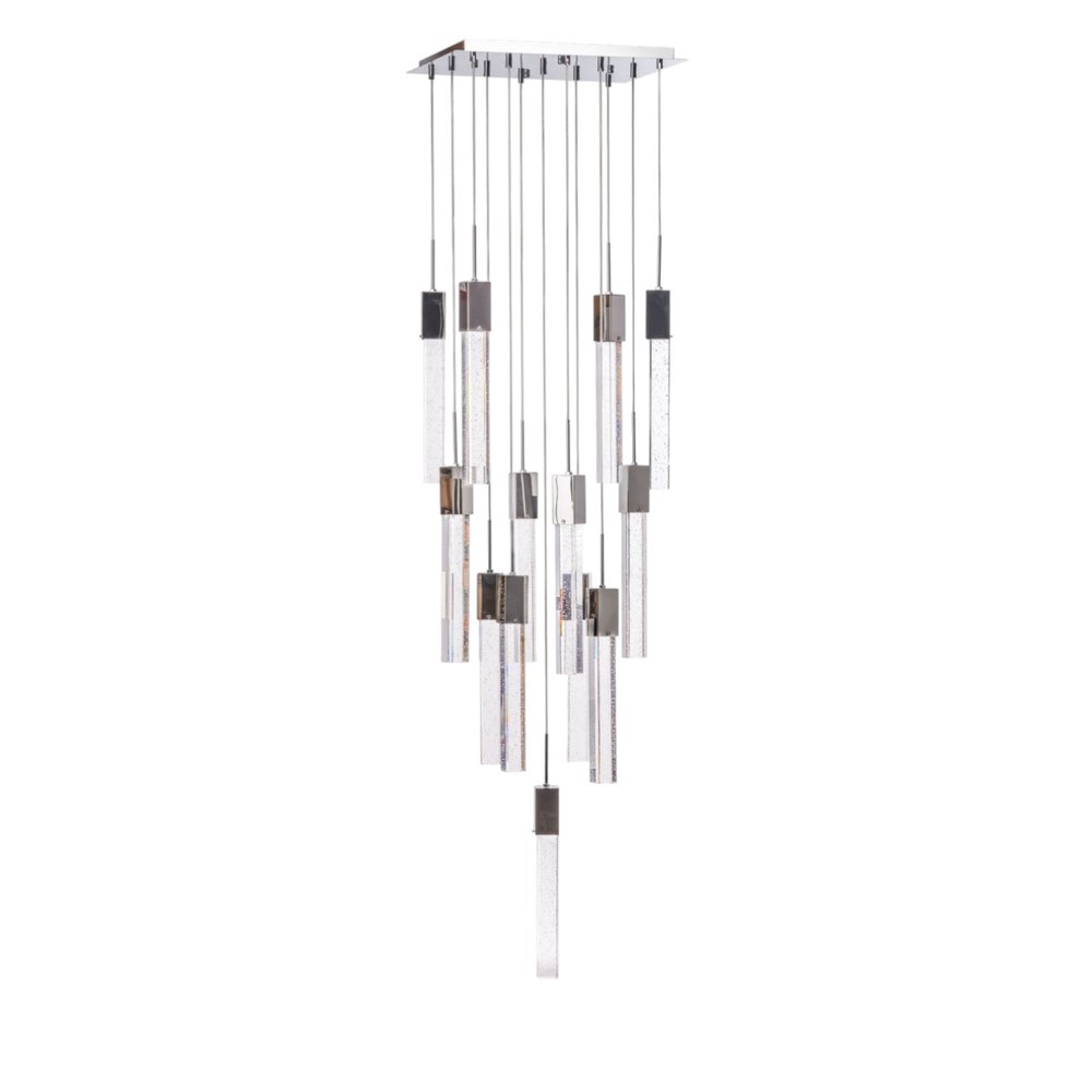 Silver And Clear Multi Light Metal Dimmable Chandelier With Clear Shades HomeRoots