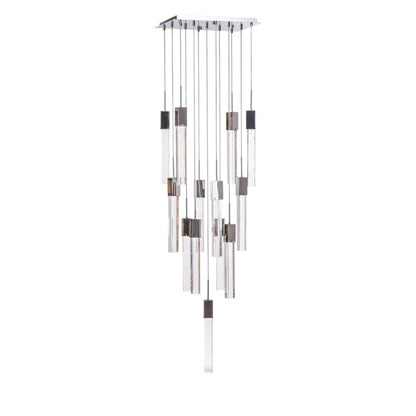 Silver And Clear Multi Light Metal Dimmable Chandelier With Clear Shades HomeRoots