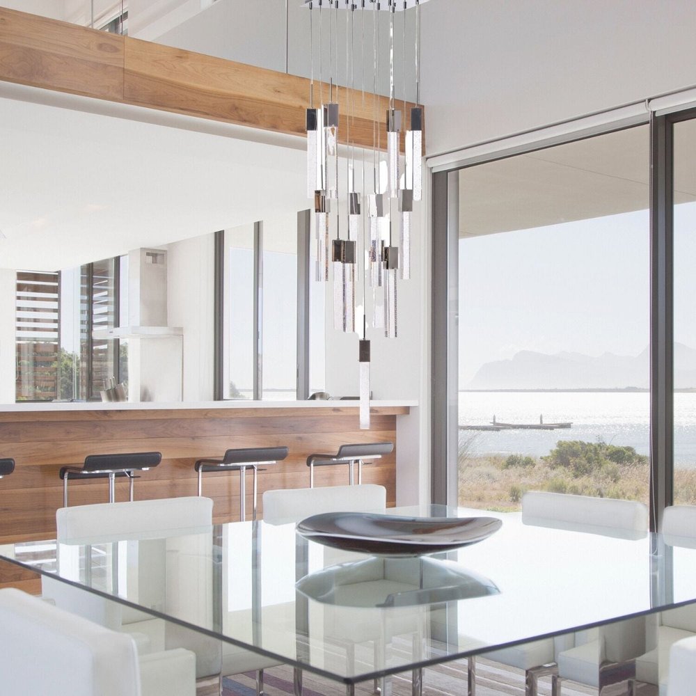 Silver And Clear Multi Light Metal Dimmable Chandelier With Clear Shades HomeRoots