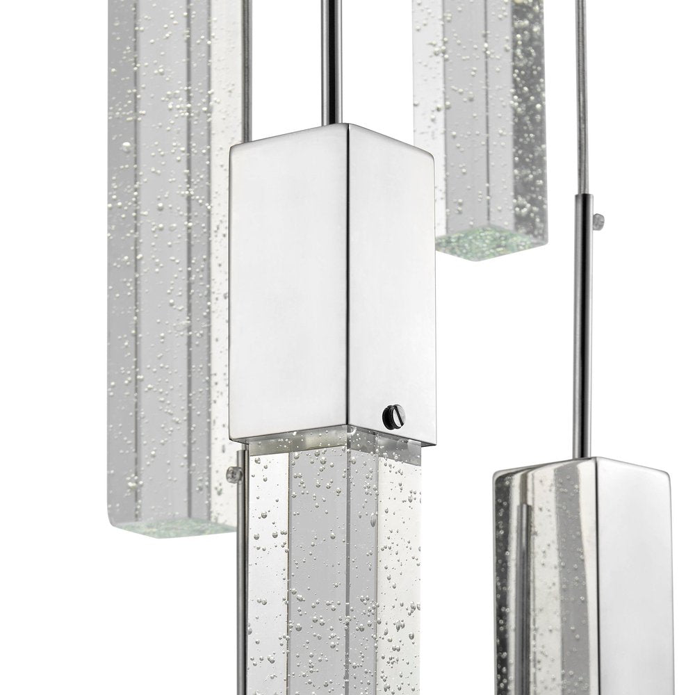 Silver And Clear Multi Light Metal Dimmable Chandelier With Clear Shades HomeRoots