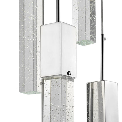 Silver And Clear Multi Light Metal Dimmable Chandelier With Clear Shades HomeRoots