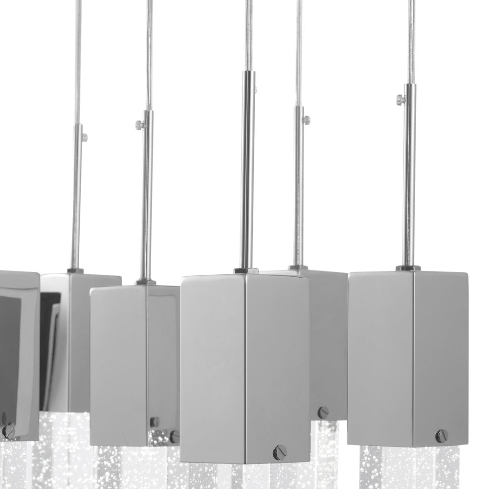 Silver Cluster Multi Light Metal LED Dimmable Chandelier With Clear Shades HomeRoots